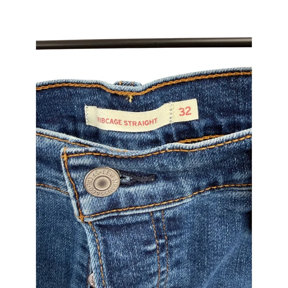 Levis Ribcage Straight Jeans Womens 32 Medium Wash Ultra‎ High Rise 79078-0016